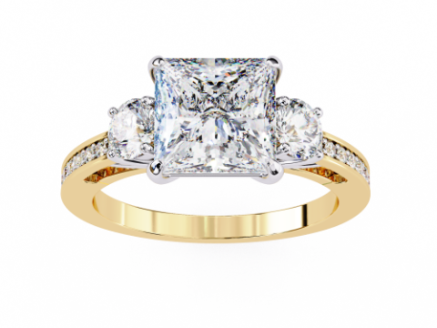 Printable 3D jewelry model of Solitaire Lady Ring with Diamond Modelo 3D