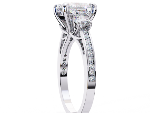 Printable 3D jewelry model of Solitaire Lady Ring with Diamond 3D Модель