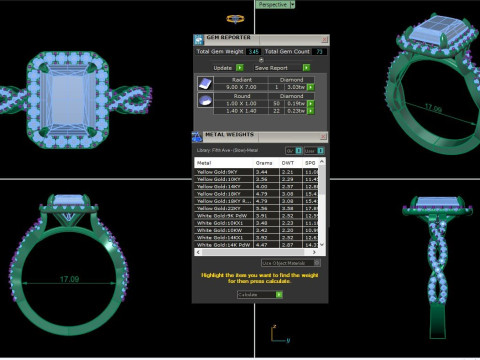 Printable 3D jewelry model of Solitaire Lady Ring with Diamond Modello 3D