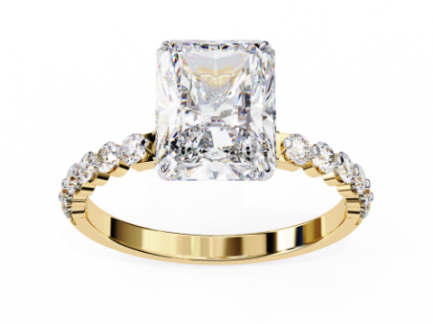 Printable 3D jewelry model of Solitaire Lady Ring with Diamond Modèle 3D