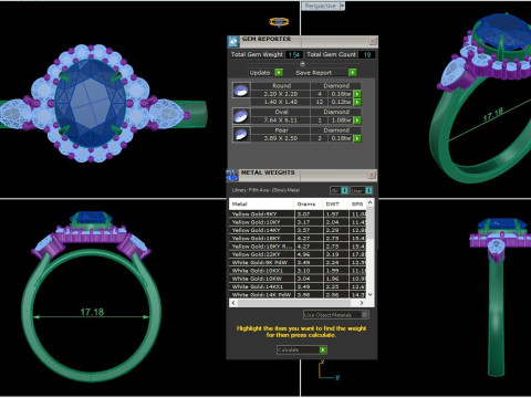 Printable 3D jewelry model of Solitaire Lady Ring with Diamond Modelo 3D