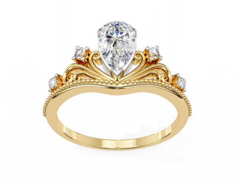 Printable 3D jewelry model of Solitaire Lady Ring with Diamond 3D 모델
