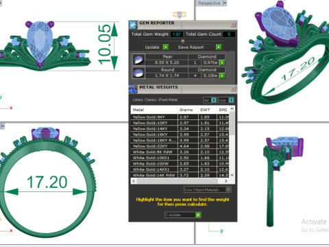 Printable 3D jewelry model of Solitaire Lady Ring with Diamond 3D Model