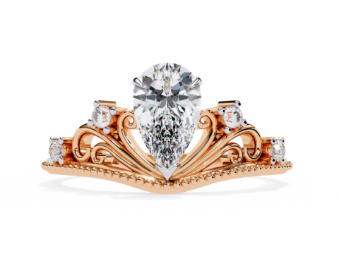 Printable 3D jewelry model of Solitaire Lady Ring with Diamond 3D Model