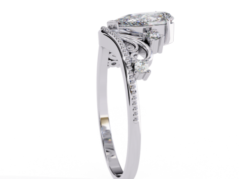 Printable 3D jewelry model of Solitaire Lady Ring with Diamond 3D Model