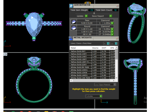 Printable 3D jewelry model of Solitaire Lady Ring with Diamond Model 3D