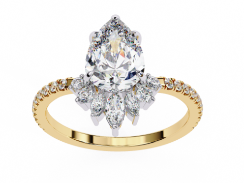 Printable 3D jewelry model of Solitaire Lady Ring with Diamond Modelo 3D