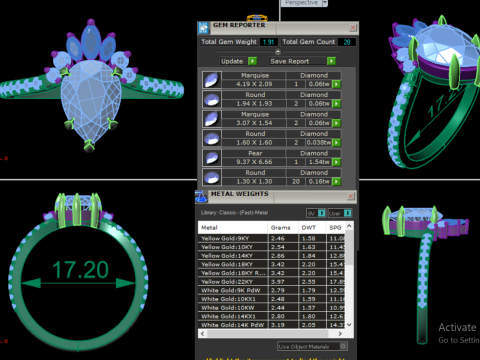 Printable 3D jewelry model of Solitaire Lady Ring with Diamond 3D Model