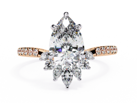 Printable 3D jewelry model of Solitaire Lady Ring with Diamond 3D Model