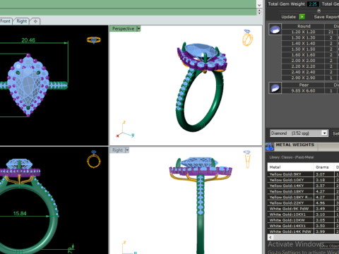Printable 3D jewelry model of Solitaire Lady Ring with Diamond 3D Modell