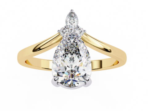 Printable 3D jewelry model of Solitaire Lady Ring with Diamond Modelo 3D
