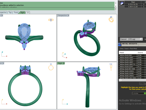 Printable 3D jewelry model of Solitaire Lady Ring with Diamond 3D Модель
