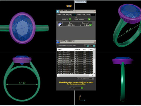 Printable 3D jewelry model of Solitaire Lady Ring with Diamond Modello 3D