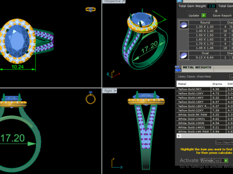 Printable 3D jewelry model of Solitaire Lady Ring with Diamond Modello 3D
