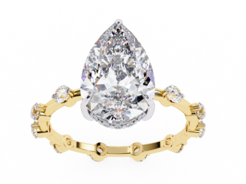 Printable 3D jewelry model of Solitaire Lady Ring with Diamond 3D मॉडल