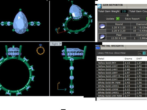 Printable 3D jewelry model of Solitaire Lady Ring with Diamond Modello 3D
