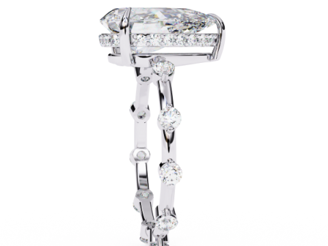 Printable 3D jewelry model of Solitaire Lady Ring with Diamond Modello 3D