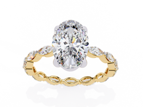 Printable 3D jewelry model of Solitaire Lady Ring with Diamond 3D मॉडल