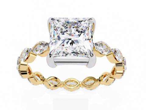 Printable 3D jewelry model of Solitaire Lady Ring with Diamond Model 3D