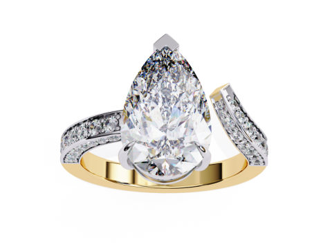 Printable 3D jewelry model of Solitaire Lady Ring with Diamond 3D मॉडल