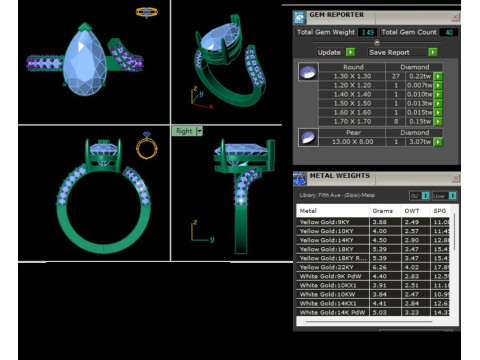 Printable 3D jewelry model of Solitaire Lady Ring with Diamond Modello 3D