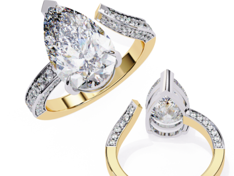 Printable 3D jewelry model of Solitaire Lady Ring with Diamond Modello 3D