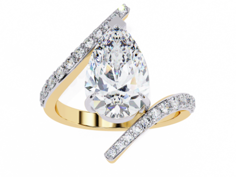 Printable 3D jewelry model of Solitaire Lady Ring with Diamond 3D मॉडल