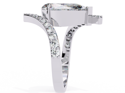 Printable 3D jewelry model of Solitaire Lady Ring with Diamond Modello 3D