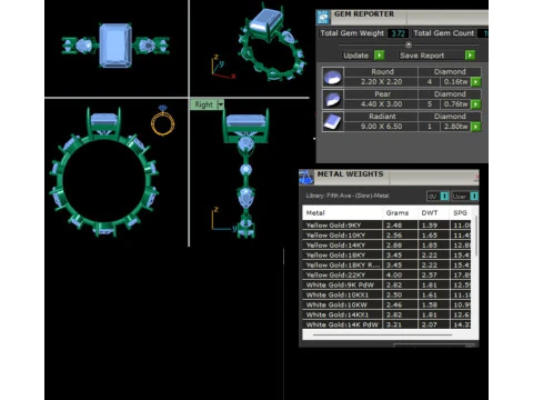 可打印的单石女士钻石戒指 3D 珠宝模型 3D 模型