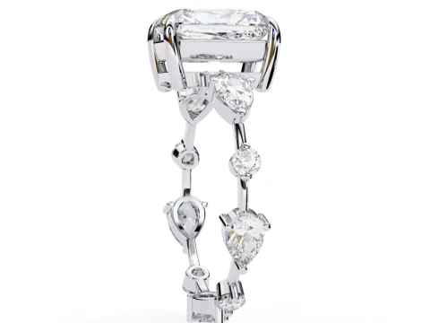 可打印的单石女士钻石戒指 3D 珠宝模型 3D 模型