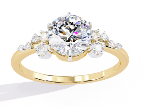 Printable 3D jewelry model of Solitaire Lady Ring with Diamond 3D मॉडल