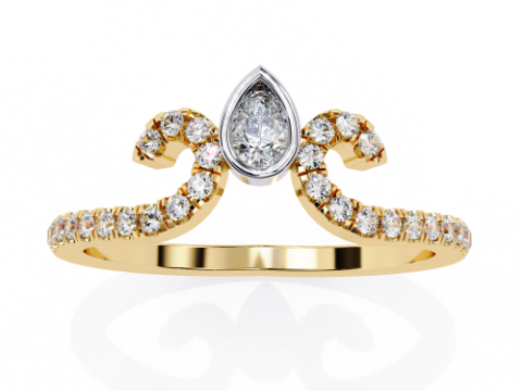 Printable 3D jewelry model of Solitaire Lady Ring with Diamond 3D Model