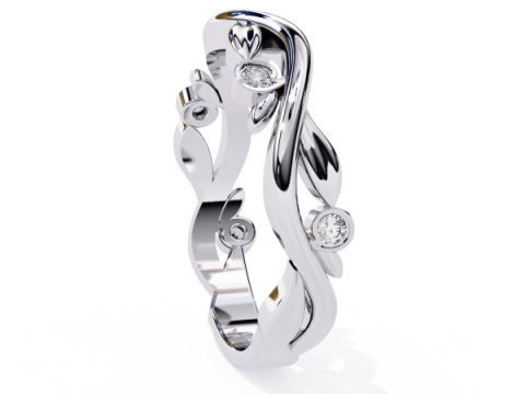 Printable 3D jewelry model of Solitaire Lady Ring with Diamond 3D Model