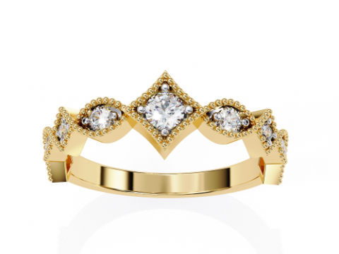 Printable 3D jewelry model of Solitaire Lady Ring with Diamond 3D मॉडल