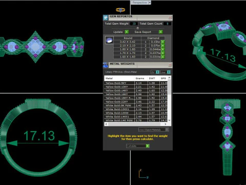 可打印的单石女士钻石戒指 3D 珠宝模型 3D 模型