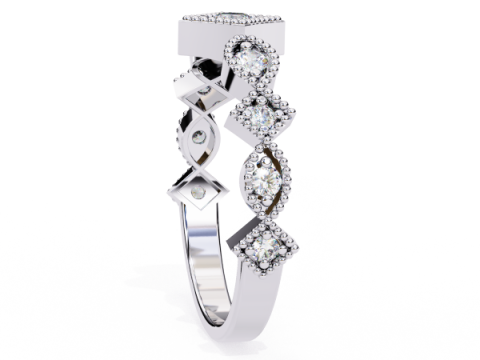 Printable 3D jewelry model of Solitaire Lady Ring with Diamond 3D Model