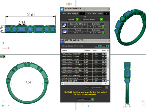 Printable 3D jewelry model of Solitaire Lady Ring with Diamond 3D Model