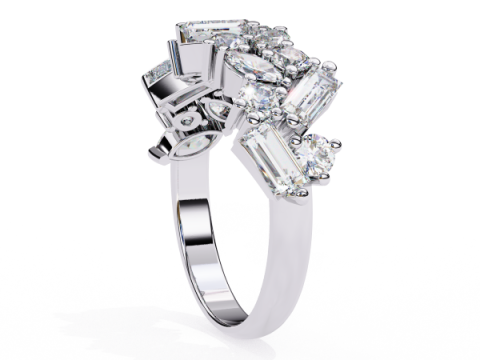 Pırlantalı Tek Taş Bayan Yüzük yazdırılabilir 3D takı modeli 3D Model