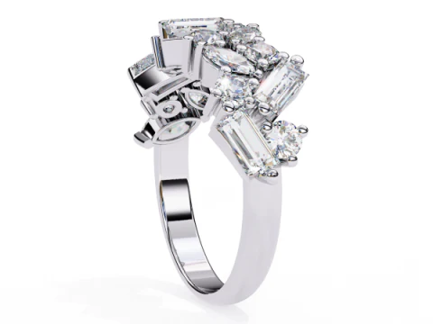 Printable 3D jewelry model of Solitaire Lady Ring with Diamond 3D Model