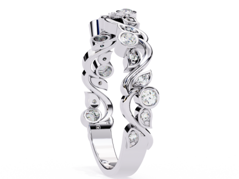 Printable 3D jewelry model of Solitaire Lady Ring with Diamond Modello 3D