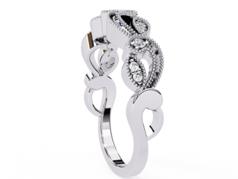 Printable 3D jewelry model of Solitaire Lady Ring with Diamond 3D मॉडल