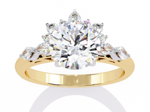 Printable 3D jewelry model of Solitaire Lady Ring with Diamond 3D मॉडल
