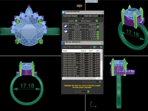 Printable 3D jewelry model of Solitaire Lady Ring with Diamond 3D Model