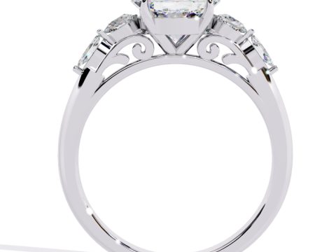 Printable 3D jewelry model of Solitaire Lady Ring with Diamond 3D Model