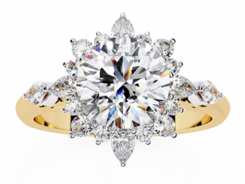 Printable 3D jewelry model of Solitaire Lady Ring with Diamond Model 3D