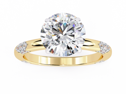 Printable 3D jewelry model of Solitaire Lady Ring with Diamond Modèle 3D