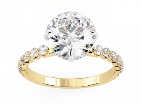 Druckbares 3D-Schmuckmodell eines Solit&auml;r-Damenrings mit Diamant 3D Modell