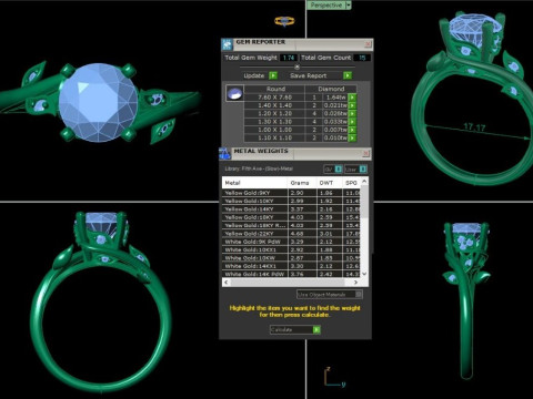 Printable 3D jewelry model of Solitaire Lady Ring with Diamond 3D 模型