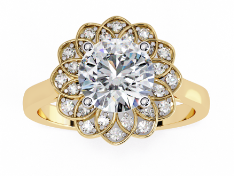 Printable 3D jewelry model of Solitaire Lady Ring with Diamond 3D मॉडल