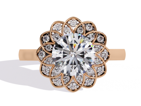 Printable 3D jewelry model of Solitaire Lady Ring with Diamond Modello 3D